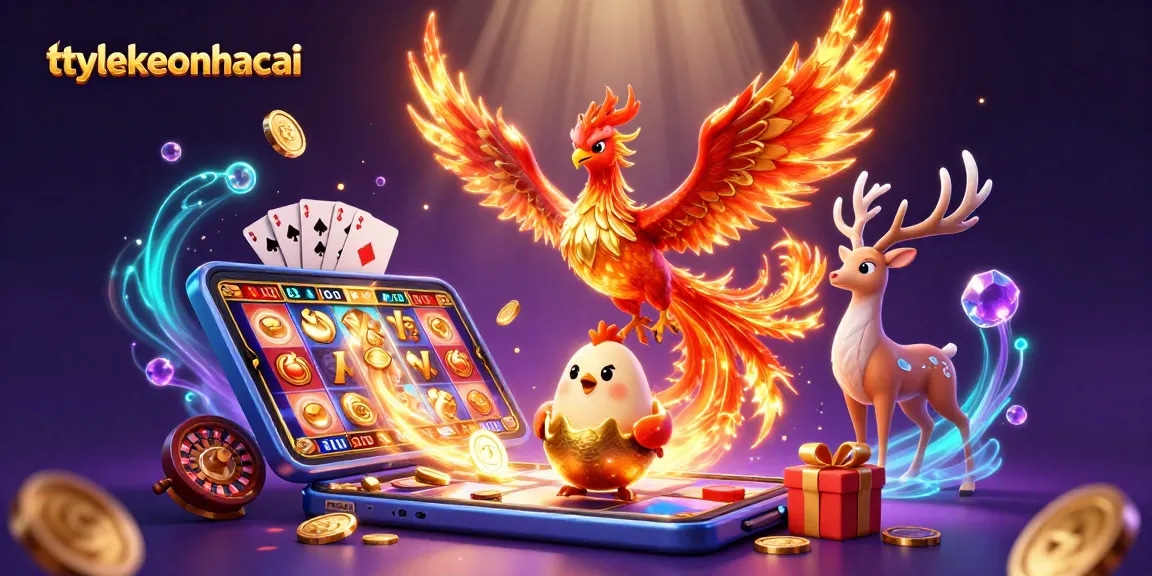Experience thrilling moments with tylekeonhacai as a phoenix rises in an action-packed casino scene.