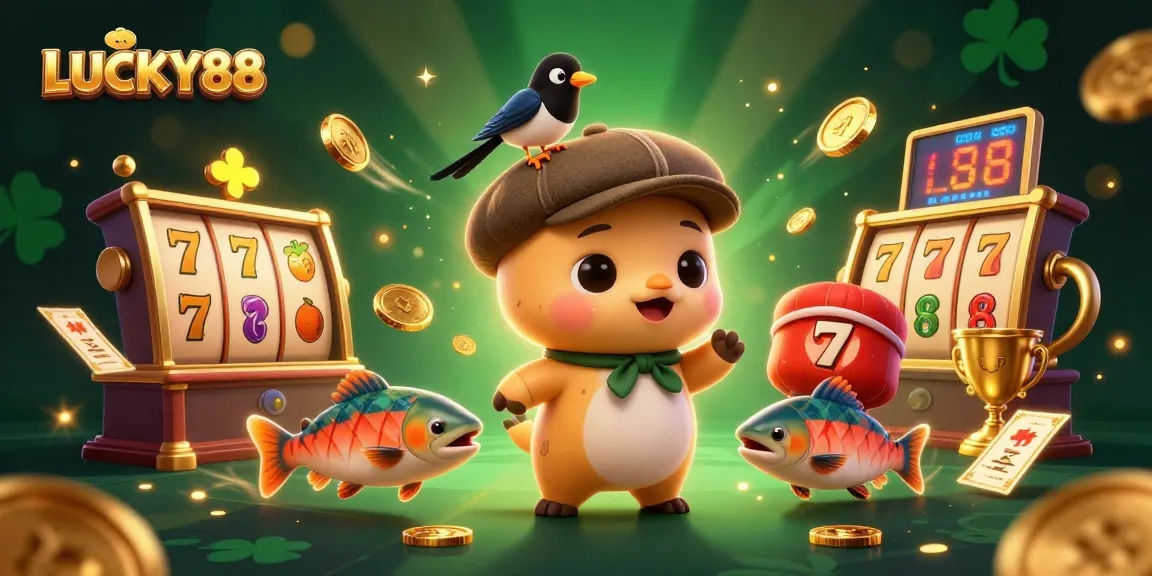 Engage with LUCKY88 slot action featuring playful characters and dynamic game elements.