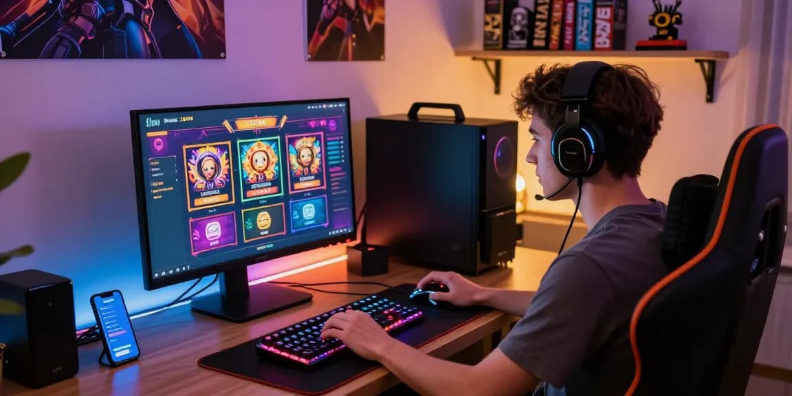 Enjoy a thrilling gaming experience with slot online in a cozy home setup while surrounded by gaming accessories.