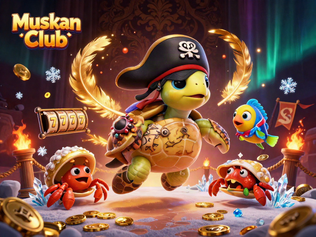 Enjoy exhilarating gameplay at Muskan Club with a pirate turtle and vibrant treasures.