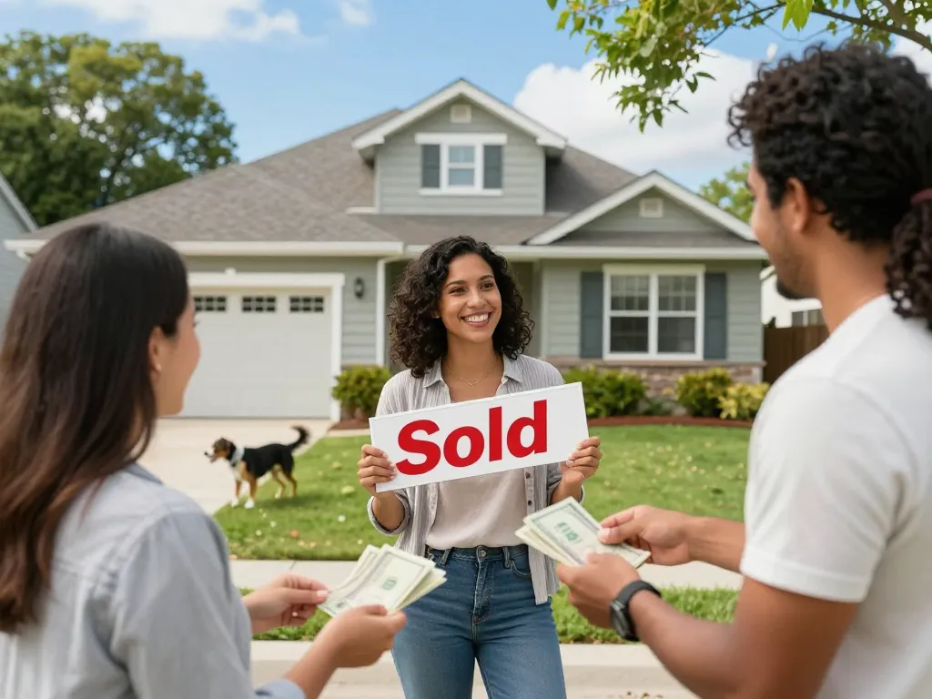 Happy homeowner selling their property for fast cash for homes in a welcoming neighborhood.