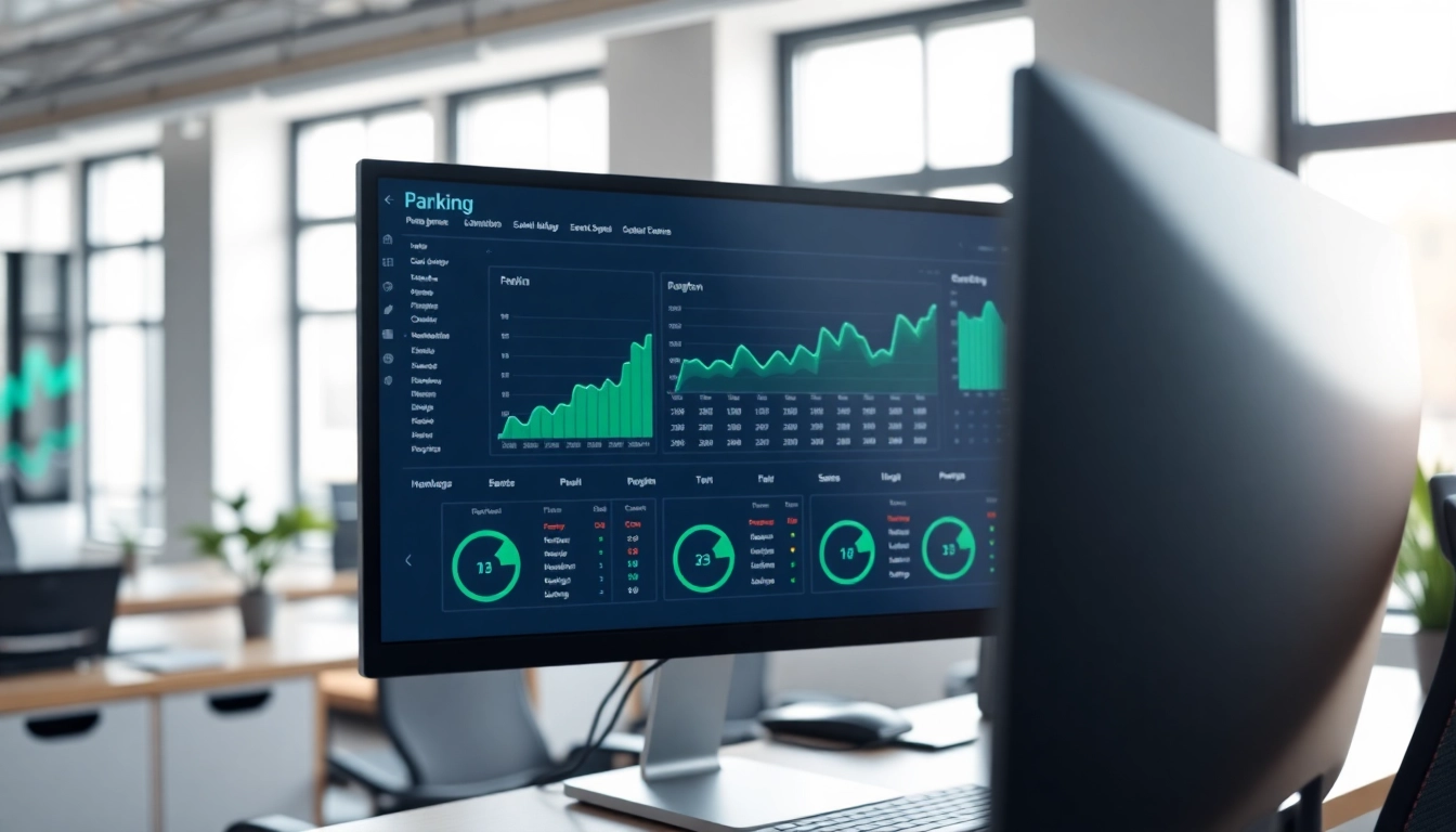 Track your website performance with this SEO Rank Tracker interface in a modern office.