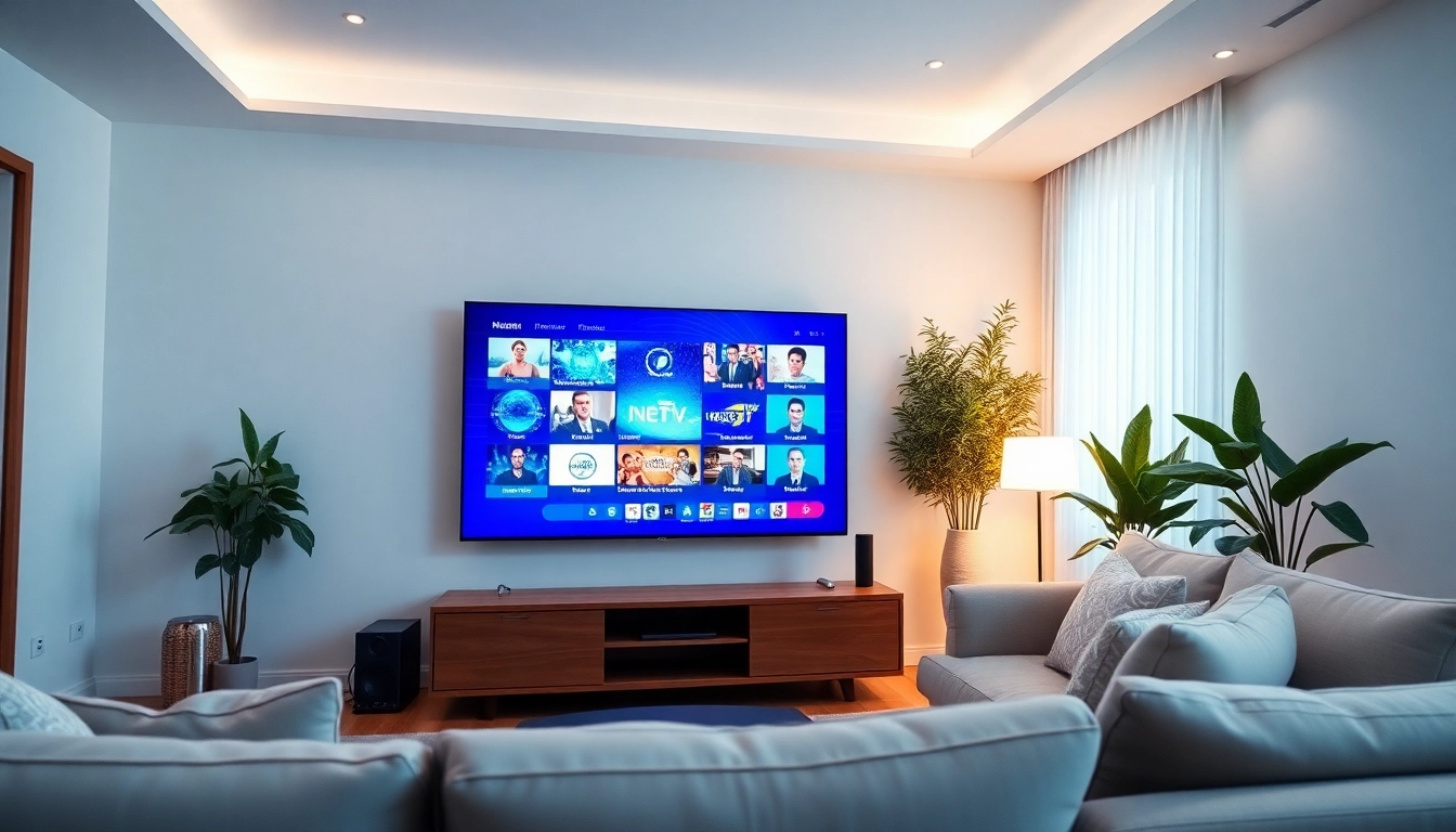 Experience smart iptv on a modern TV in a cozy living room setup.