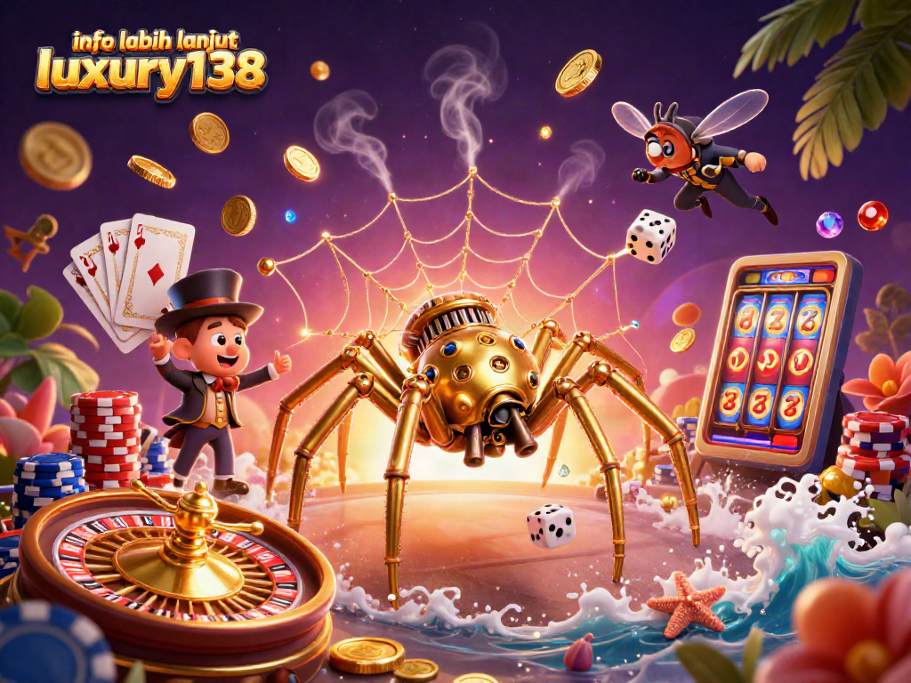 Info lebih lanjut luxury138 menampilkan ilustrasi kasino 3D penuh aksi dengan karakter unik dan elemen judi menarik.