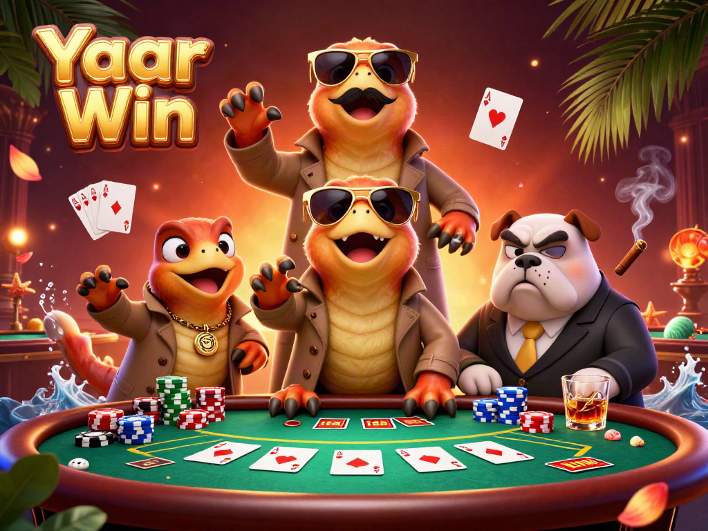 Experience excitement with Yaar Win as three raptors try entering a VIP casino lounge.