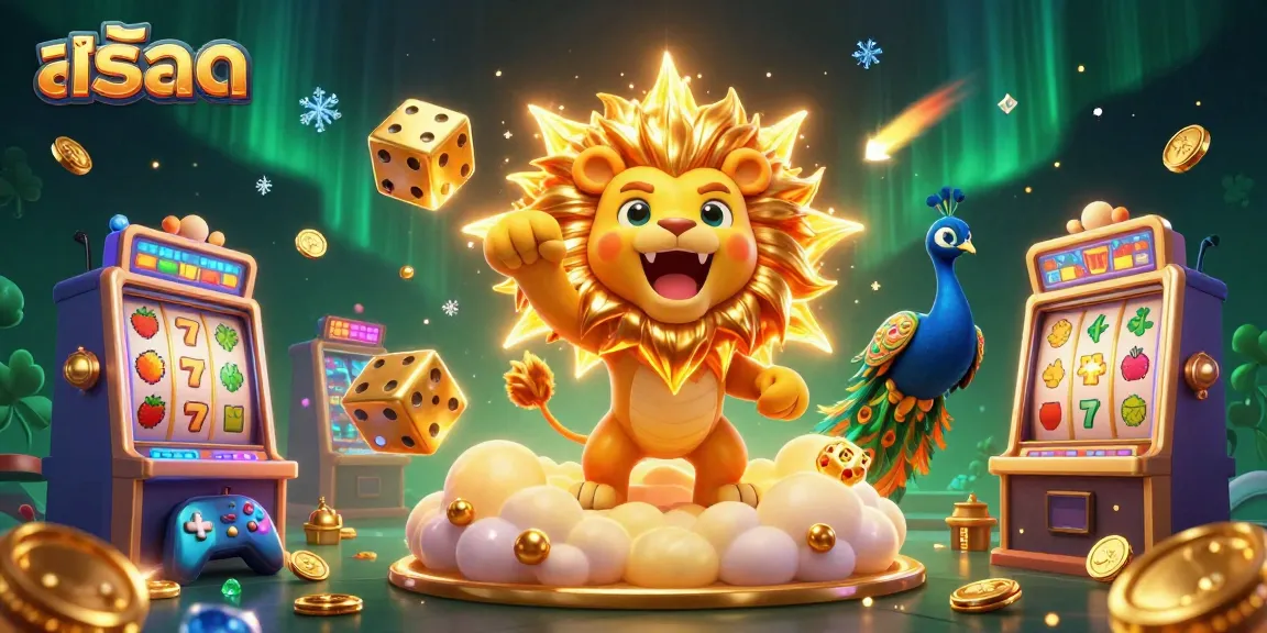 Engage with vibrant สล็อต slot machines and golden dice in this thrilling casino scene.