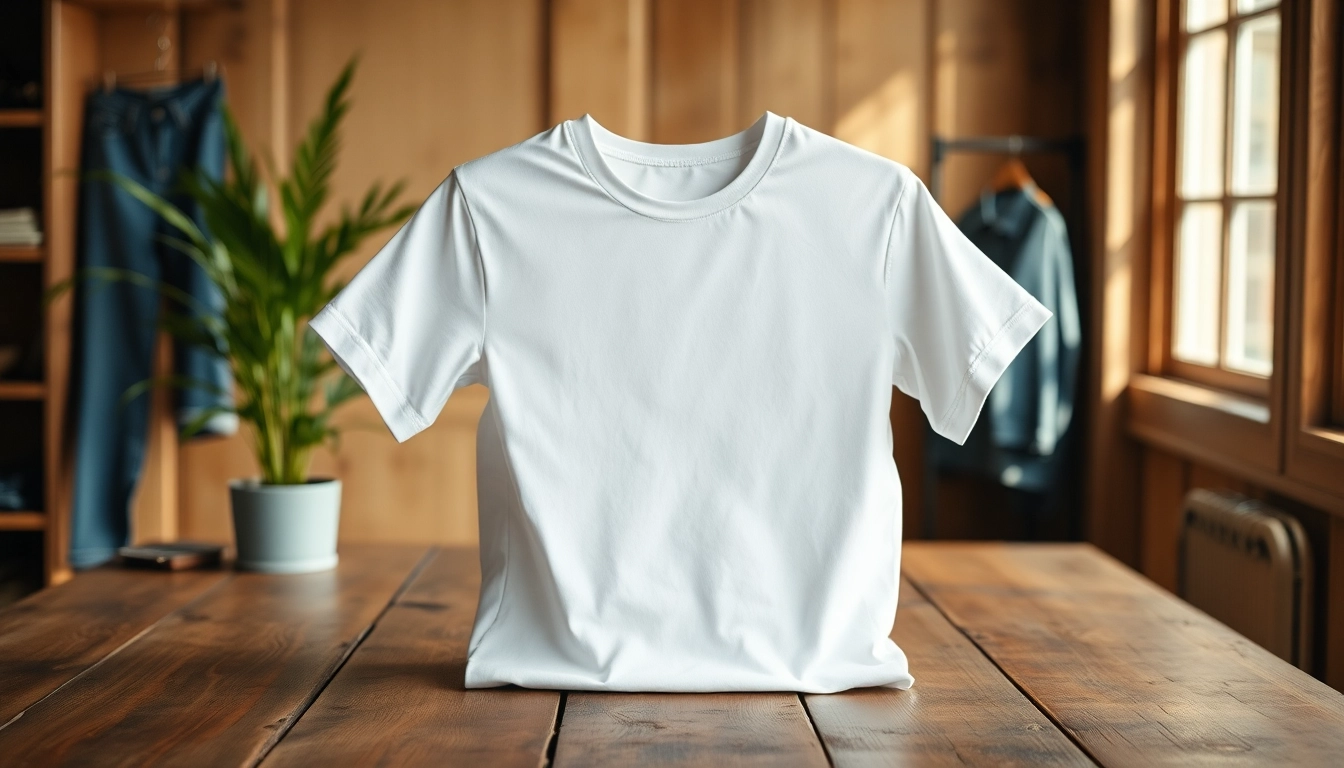 Create a stylish look with a blank white t shirt paired with denim and natural elements.