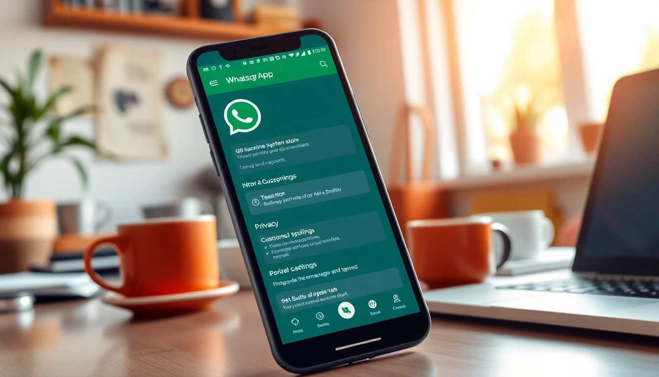 Explore the GB WhatsApp app showcasing its customization features on a smartphone.