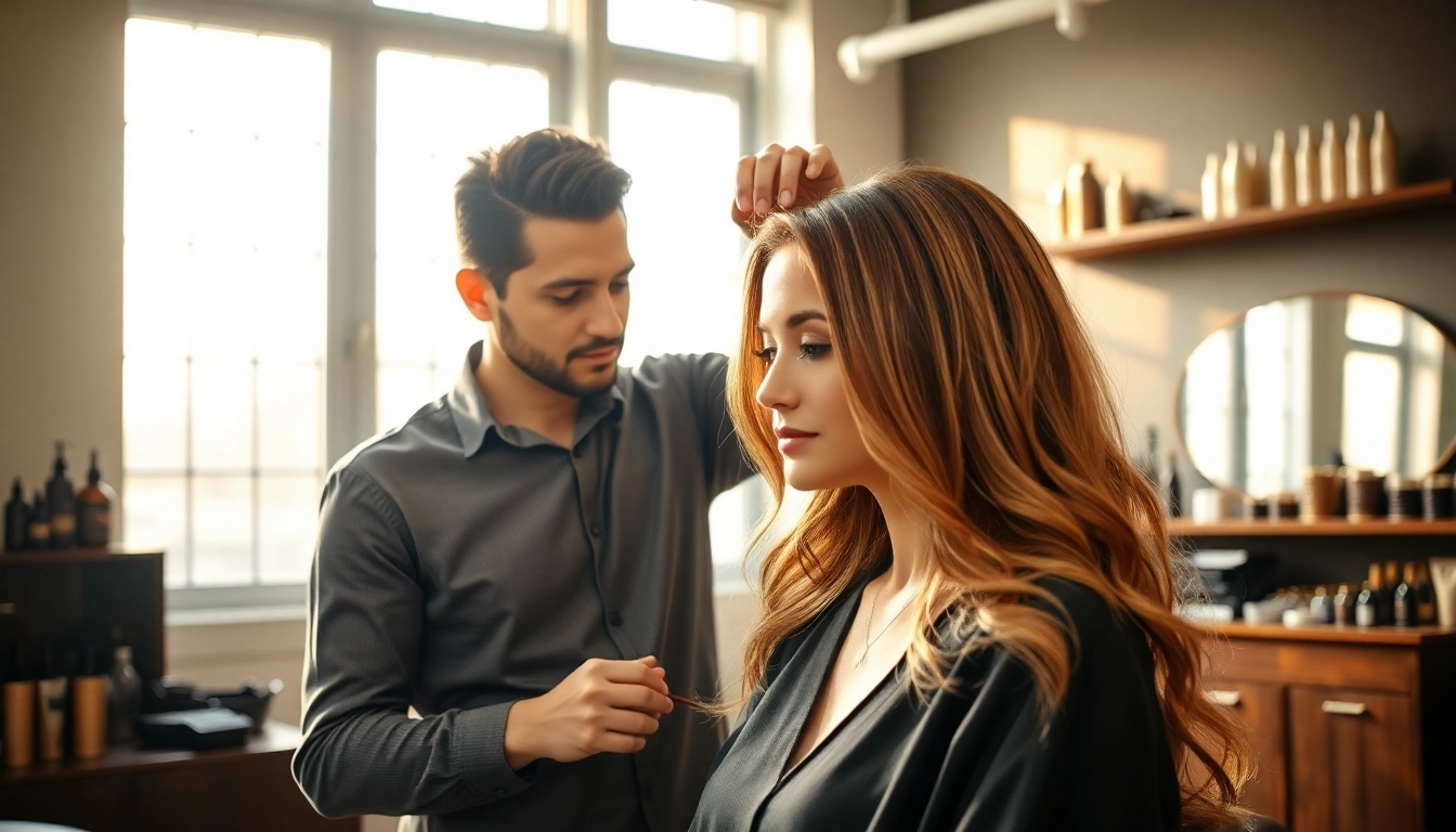 A hair specialist at Ace of Fades 212 applying a non-surgical hair replacement system.