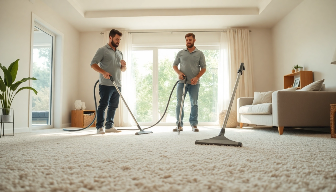 Local carpet cleaners efficiently cleaning a vibrant living room carpet, showcasing skill and professionalism.