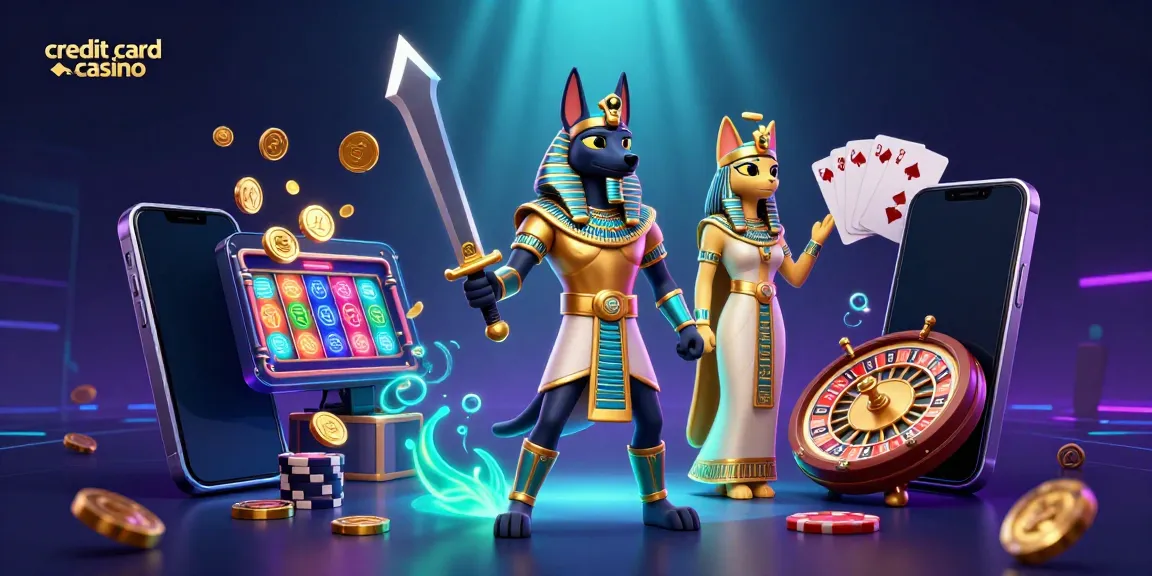 Experience the thrill of a credit card casino with vibrant slot games and dynamic characters.