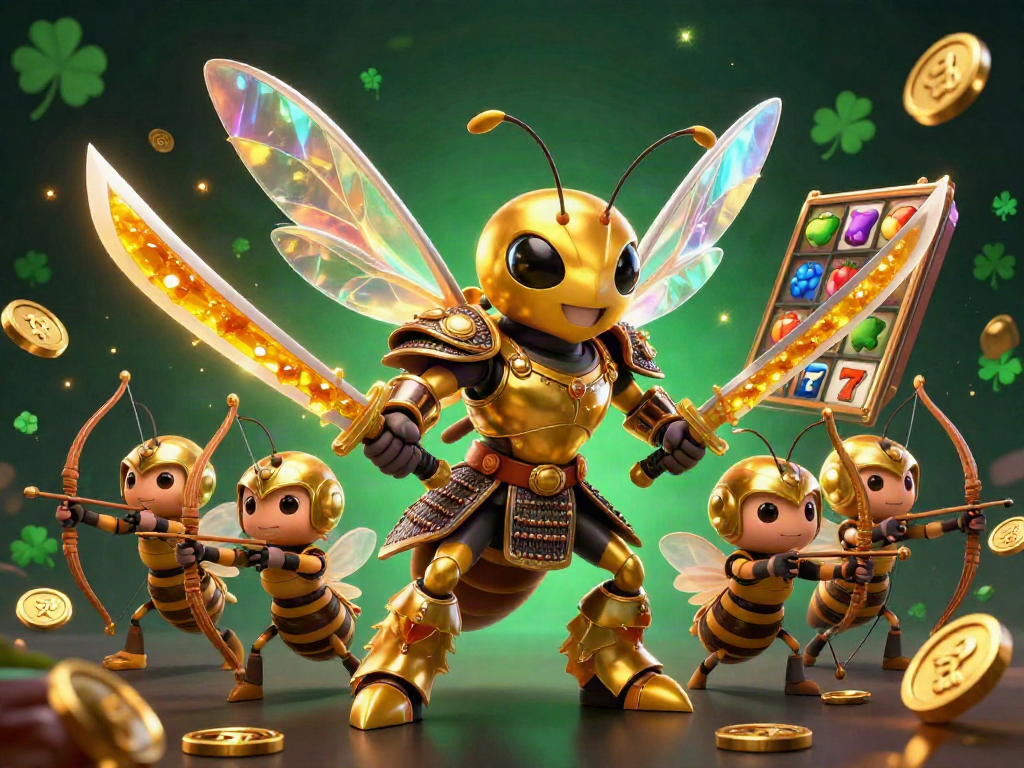Experience thrilling gameplay at a casino with a lively scene of slots and playful characters.