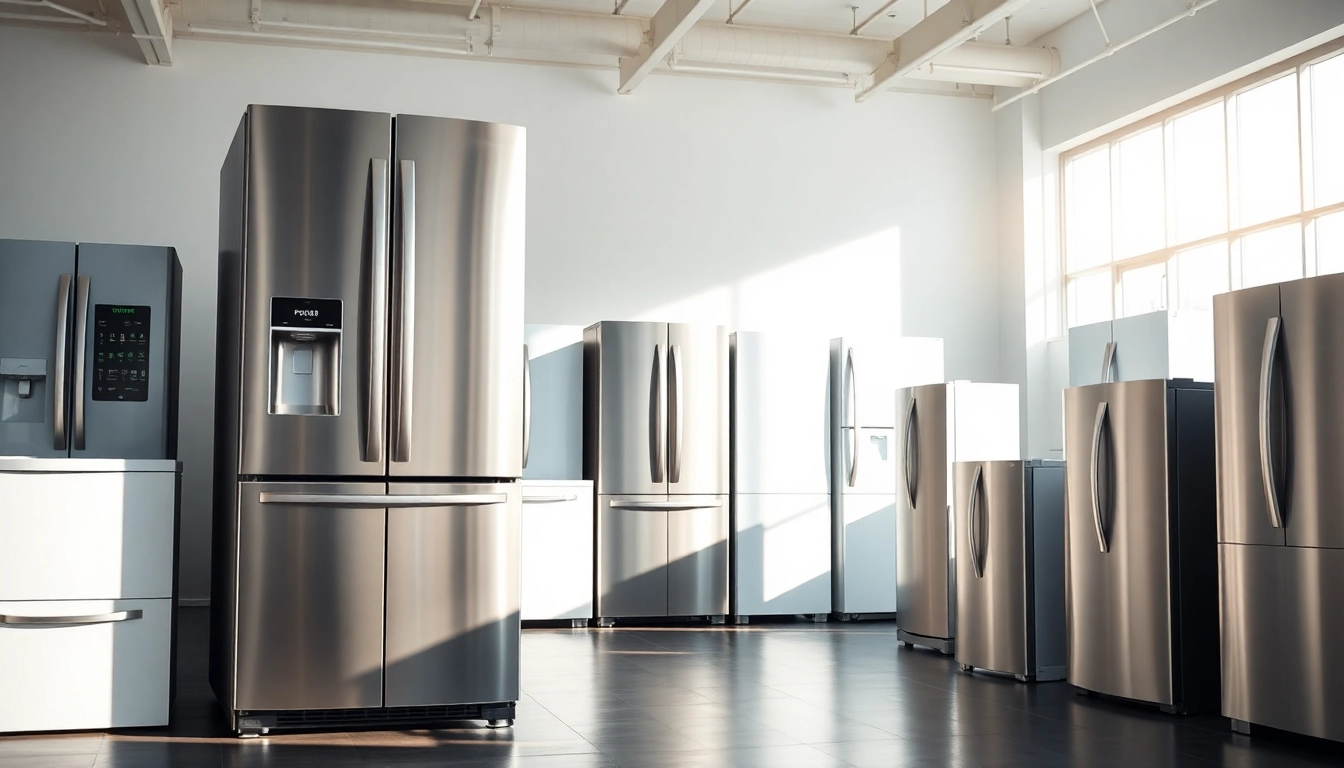 Enhance your refrigerator sales with a modern showroom display highlighting sleek designs.