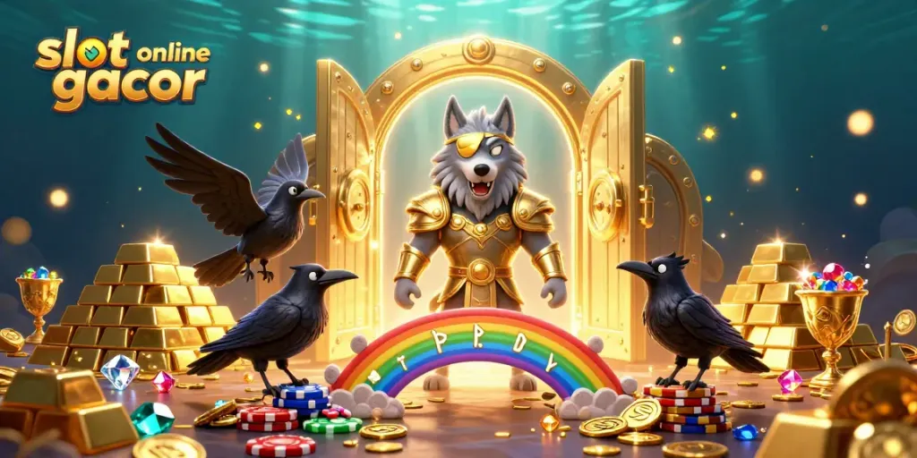 Experience the thrill of slot online gacor with vibrant casino-themed elements and captivating characters.