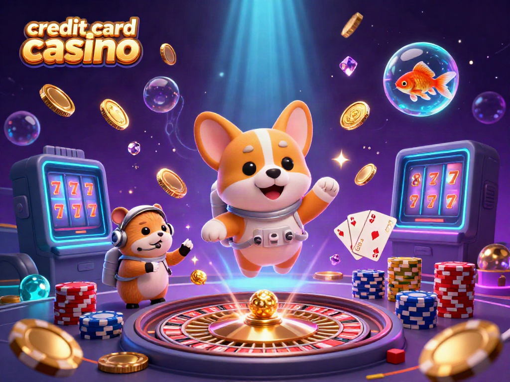 Experience the excitement of credit card casino gaming with a vibrant 3D scene of a corgi astronaut.