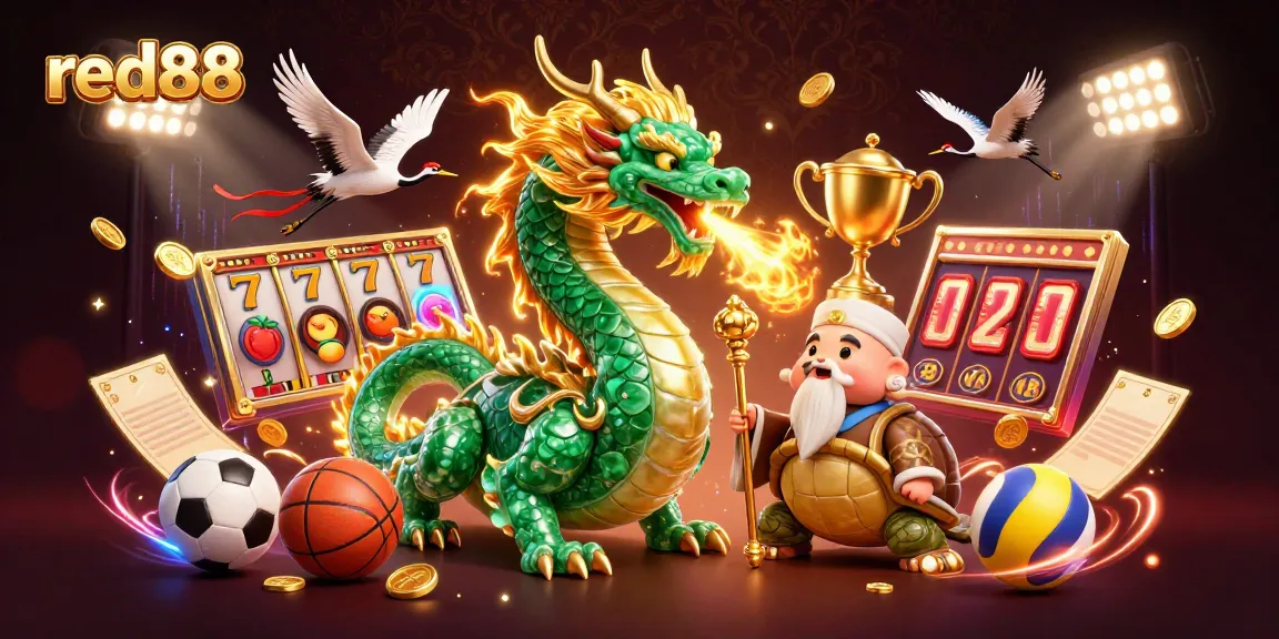 Experience thrilling adventures at red88 with an emerald jade dragon, lucky cranes, and dynamic game elements.