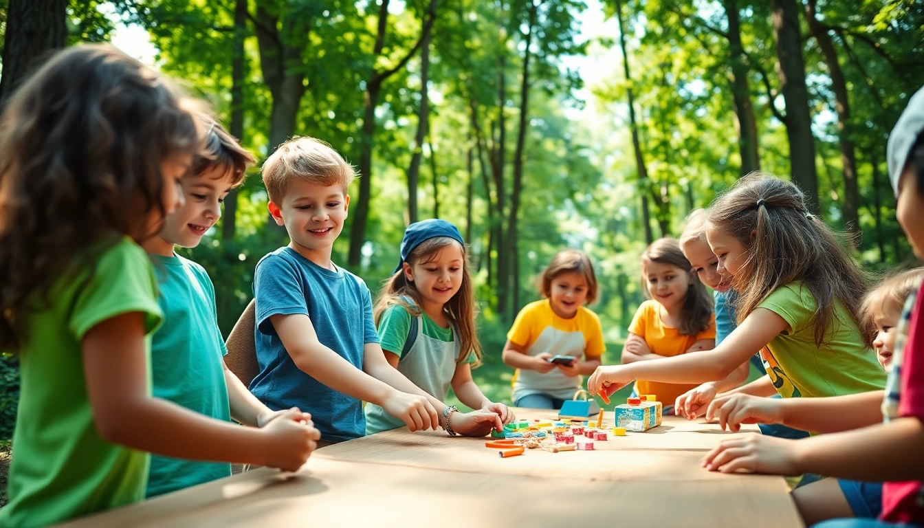Children enjoying hands-on learning at a homeschool summer camp in nature.