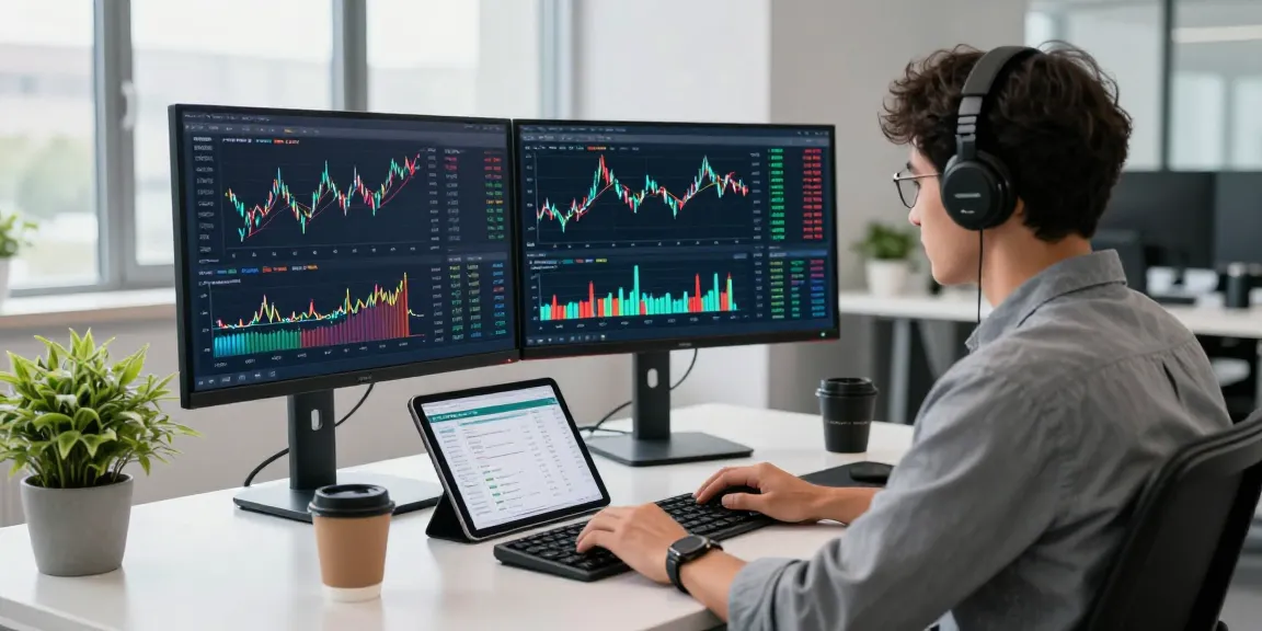Dynamic workspace with developer using a real-time market quote API, showcasing financial data and analytics.
