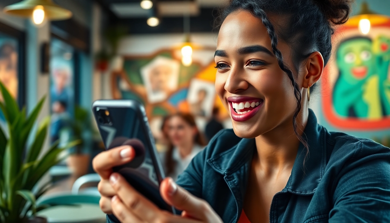 tiktok いいね 購入 で人気を得るソーシャルメディアインフルエンサーの活き活きとした表情。