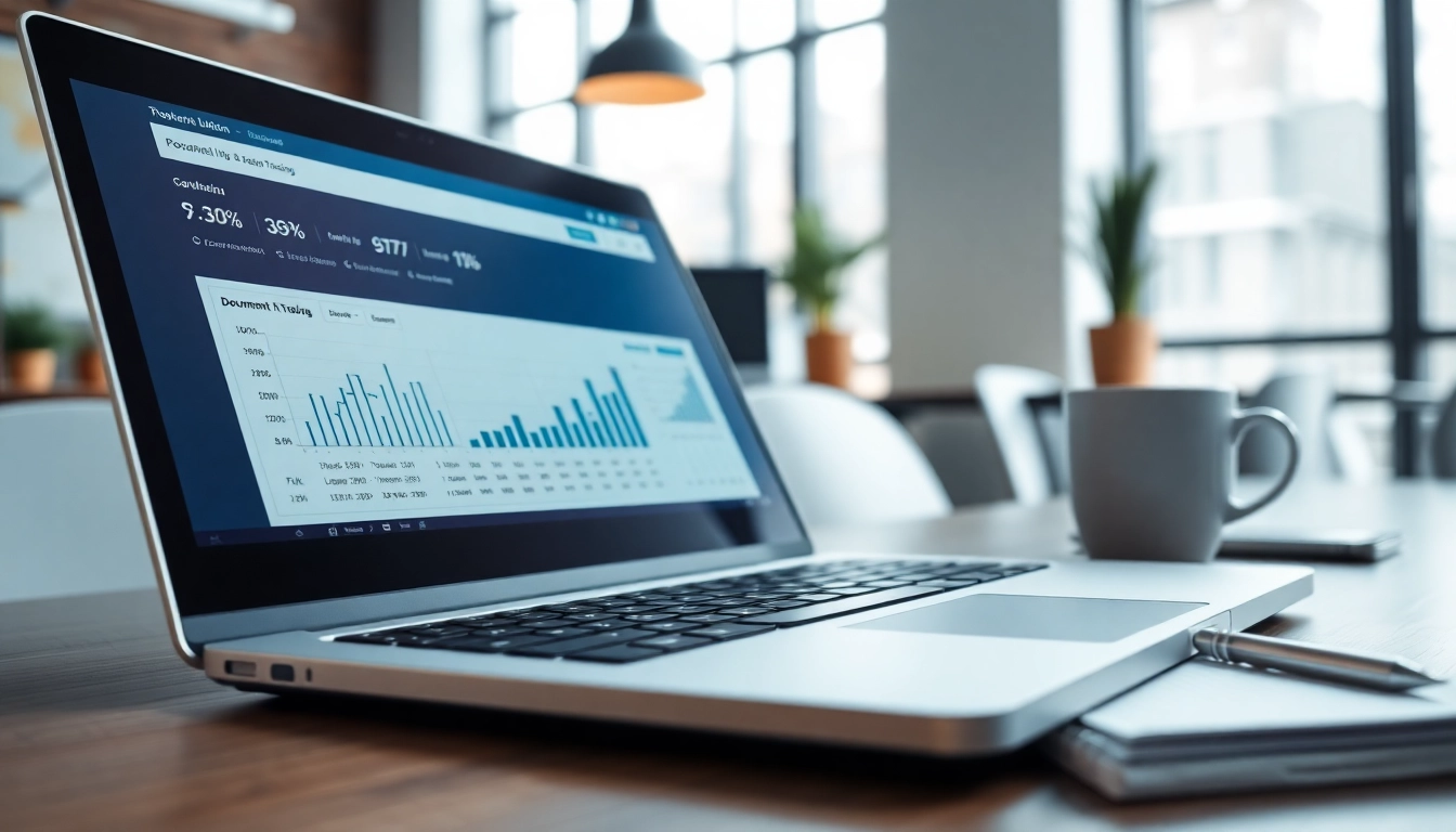 Engaging document and link tracking tool shown on a modern laptop screen, highlighting analytics and performance.