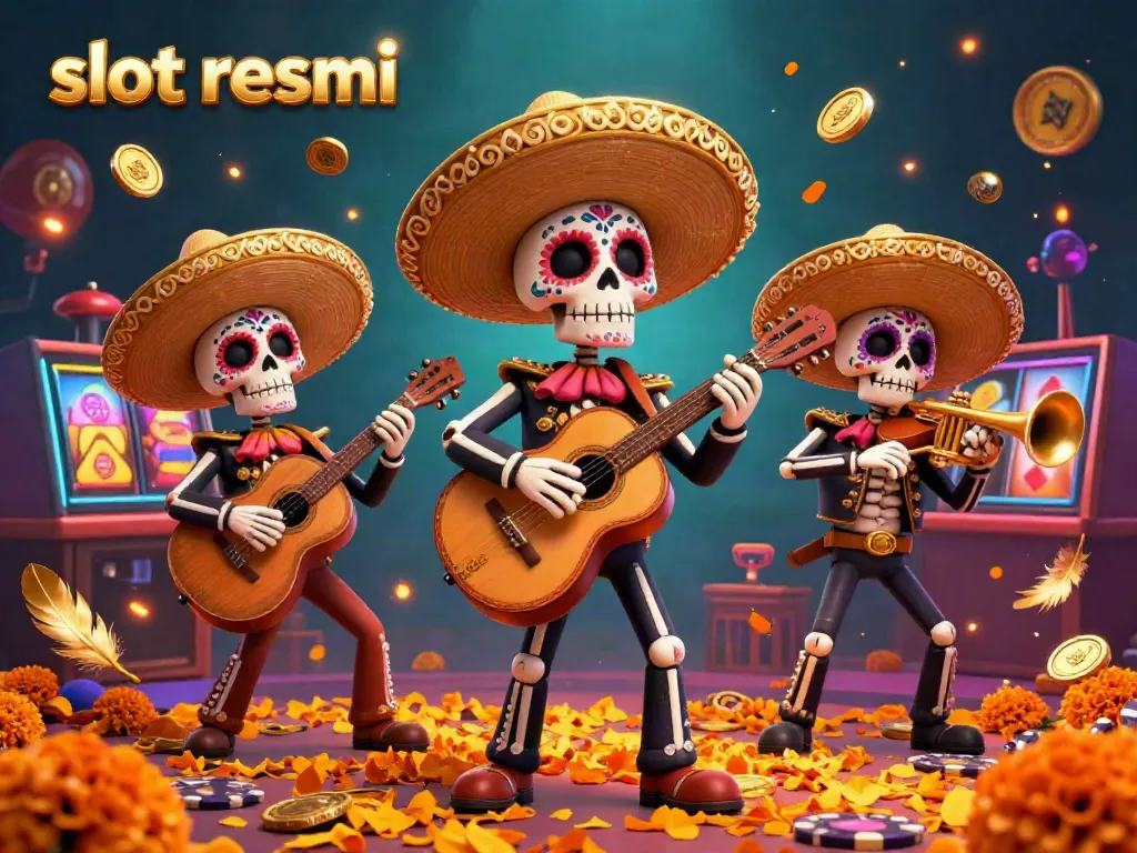Experience vibrant entertainment at the slots with the enchanting scene of "slot resmi" illuminated by a mariachi band.