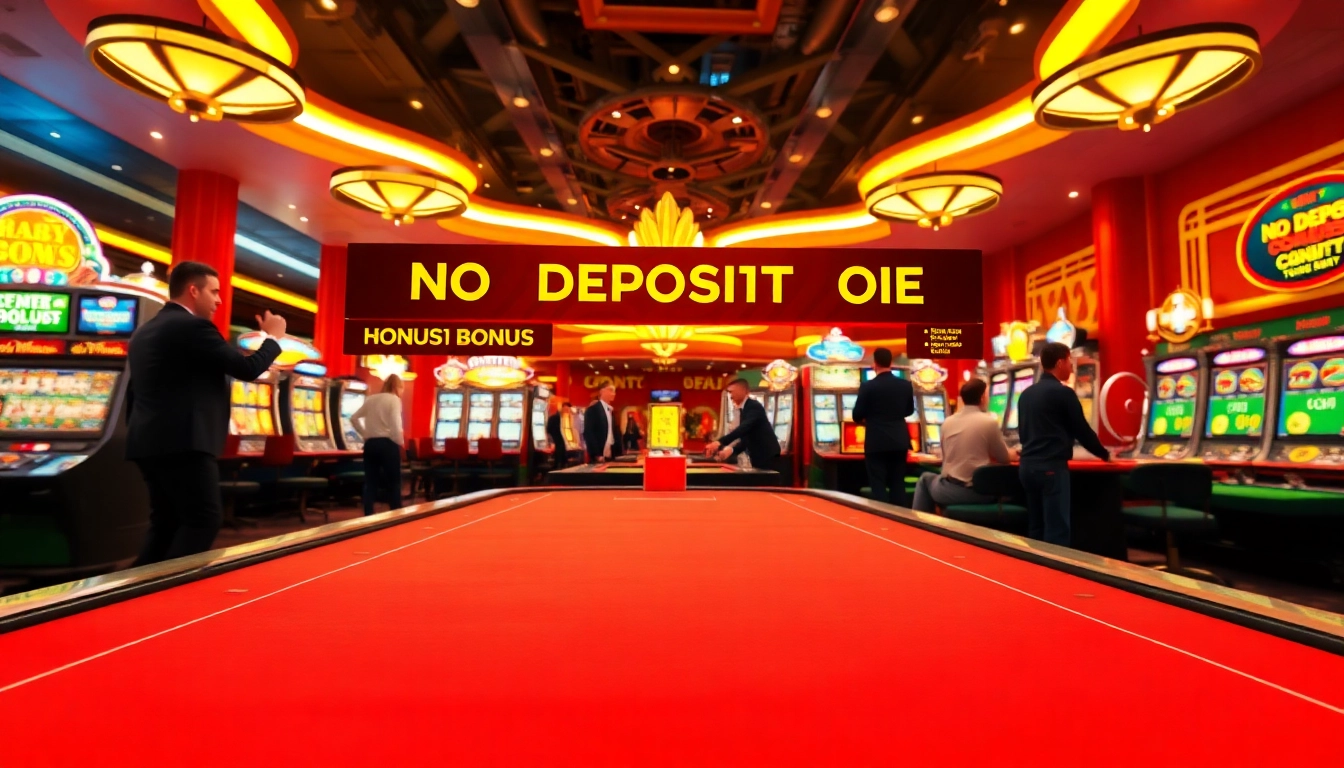 Engaging scene of no deposit bonuses at a casino gaming table with players enjoying the atmosphere.
