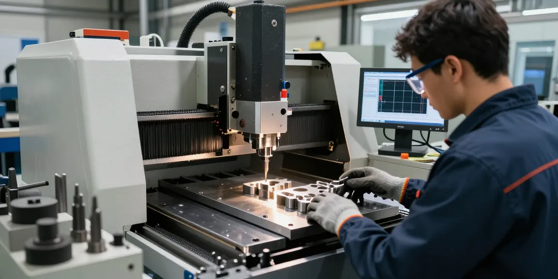CNC machining parts being crafted in a professional workshop with high-precision tools.