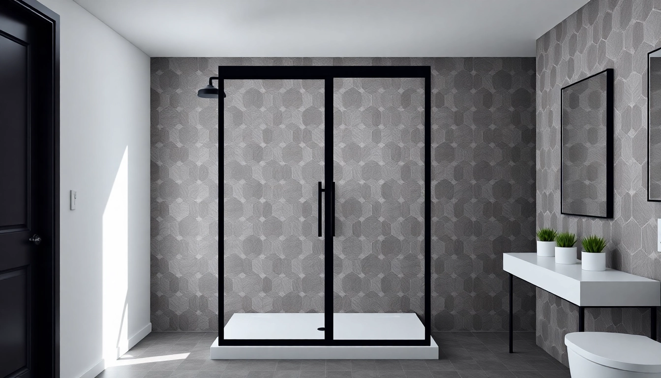 Enhancing elegance, a black shower sliding door complements a modern bathroom setting.