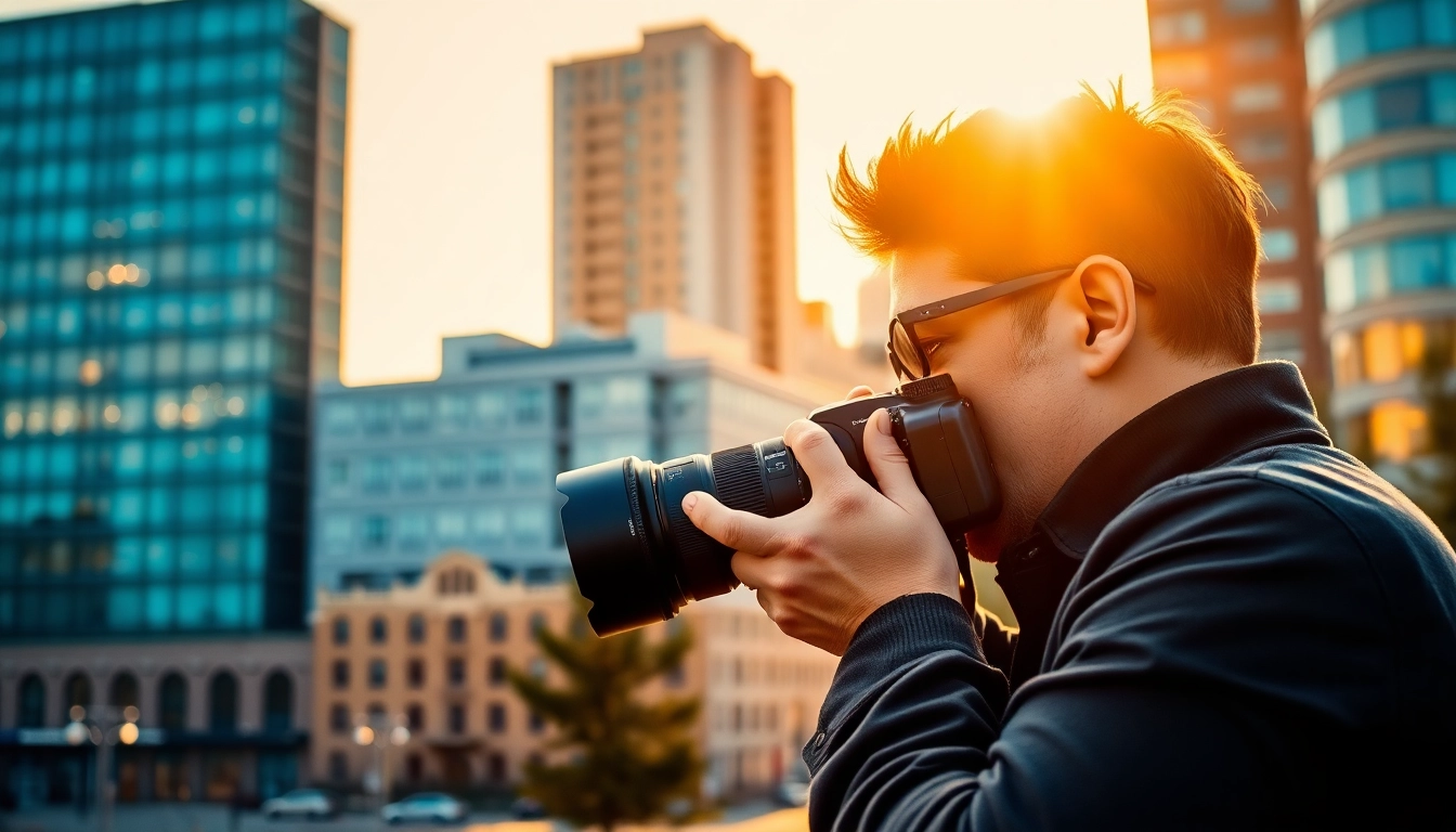 Capture of a photography company Edmonton expert focused on vibrant cityscapes.