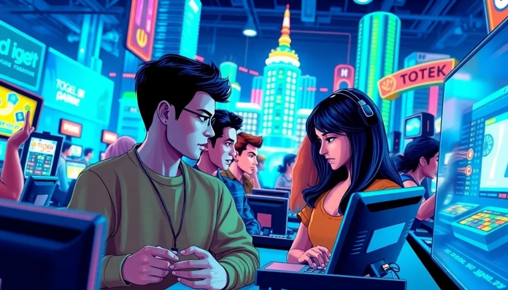 Pemain bersemangat menikmati togel online saat taruhan di perangkat digital mereka.