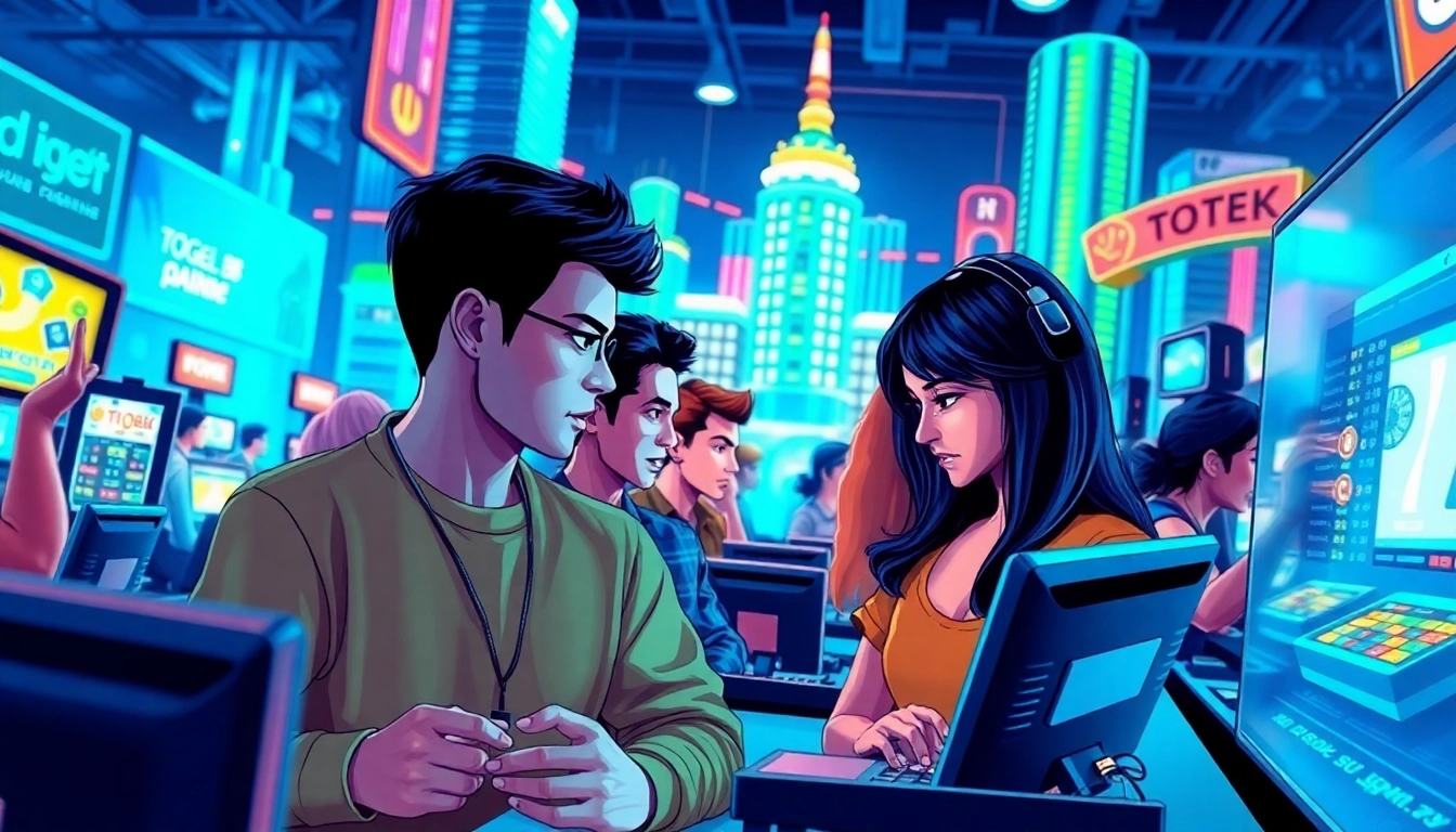 Pemain bersemangat menikmati togel online saat taruhan di perangkat digital mereka.