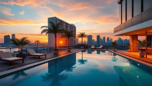 View a stylish condo for rent Pattaya with pool and city skyline, designed for modern living.