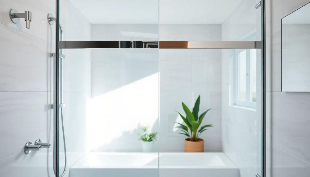 Examine paroi de douche élégante dans une salle de bain moderne, mettant en valeur son design.