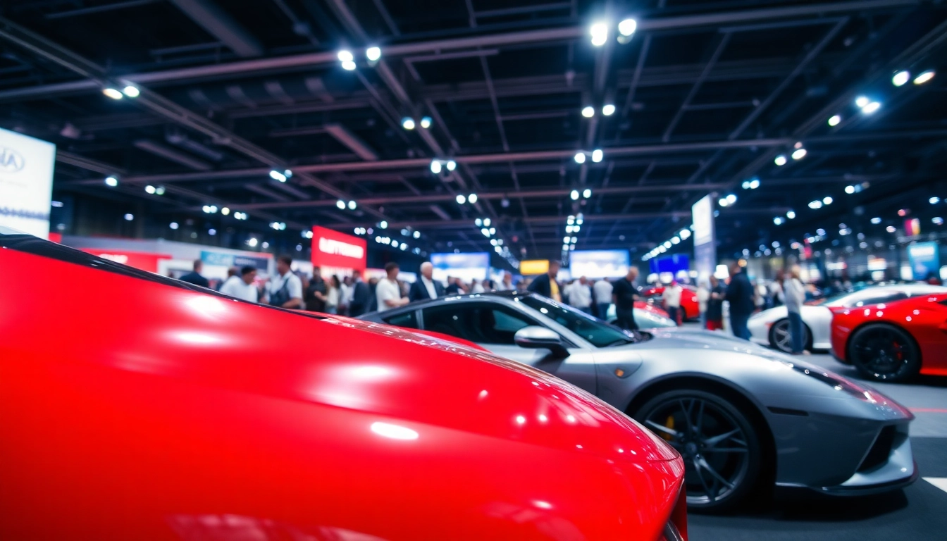 Experience the excitement of an Auto Cars Show featuring modern vehicles and enthusiastic crowds.