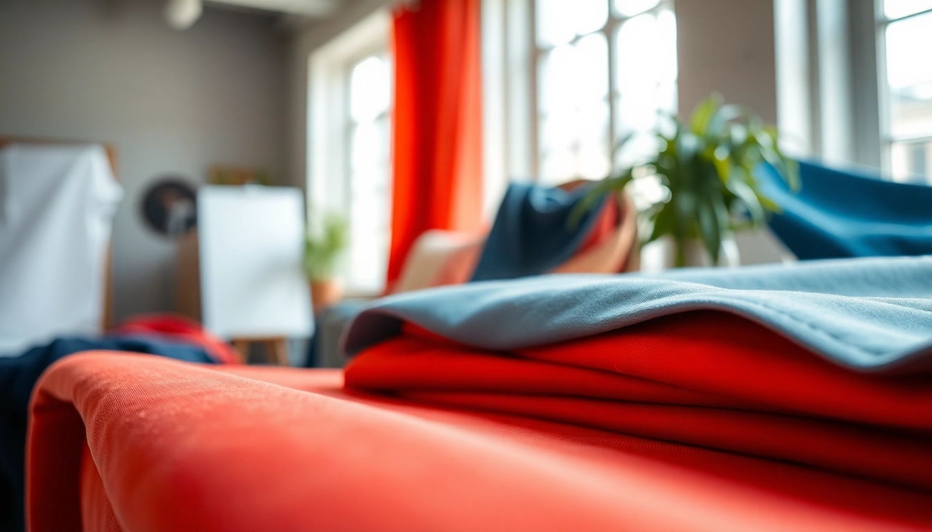 Punta di Roma stof met rijke kleuren en textuur in een designer studio.