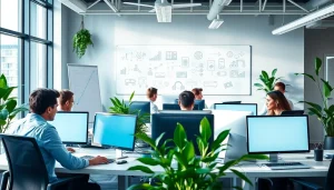 Small Business IT Support Tampa professionals collaborating in a modern office.