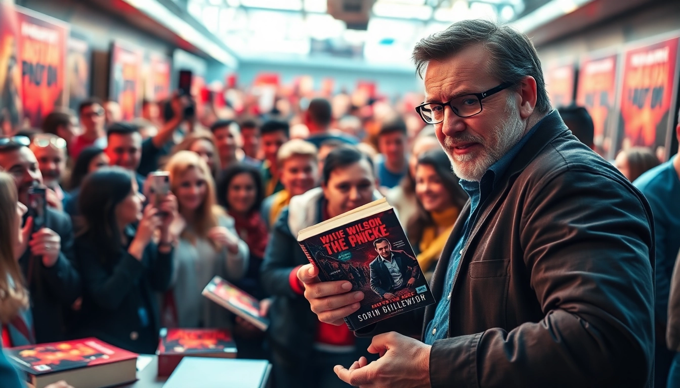 Action thriller author captivates fans during an exciting book signing event.