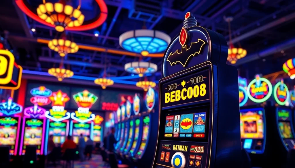 Menangkan permainan batman138 slot dengan suasana kasino yang cerah dan penuh semangat.
