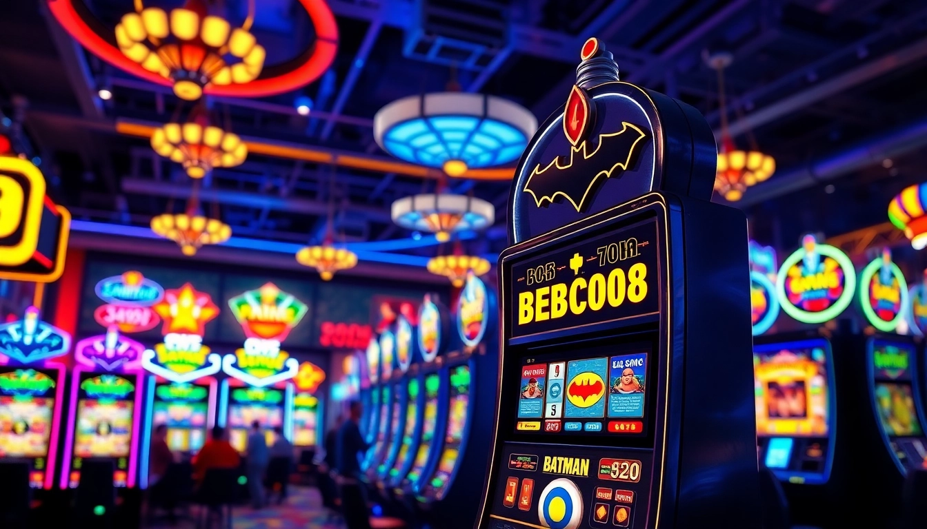 Menangkan permainan batman138 slot dengan suasana kasino yang cerah dan penuh semangat.