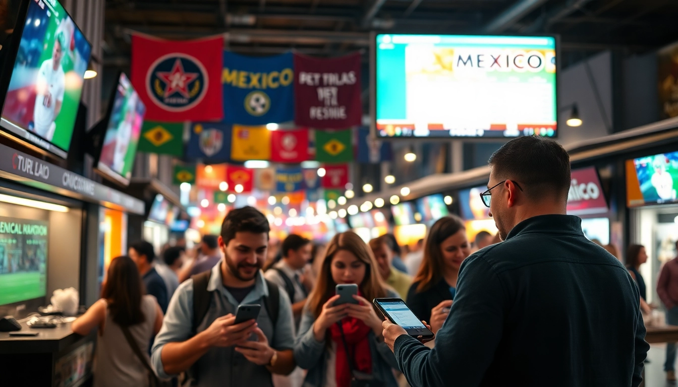 Engage with the best sports betting sites in Mexico at a lively outdoor betting scene.