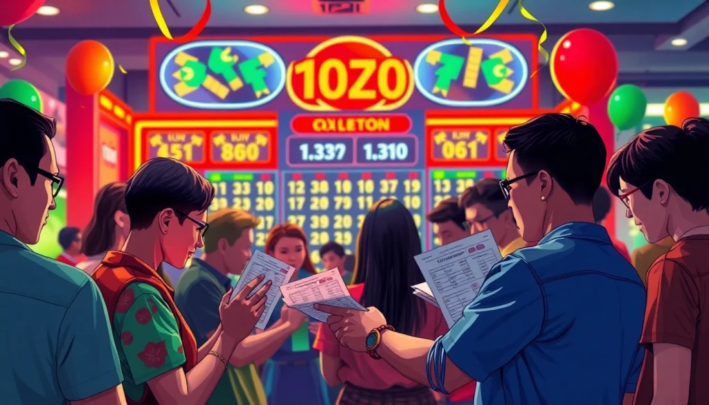 Merayakan toto togel dengan pemain yang bersemangat dan suasana booth lotere yang ceria
