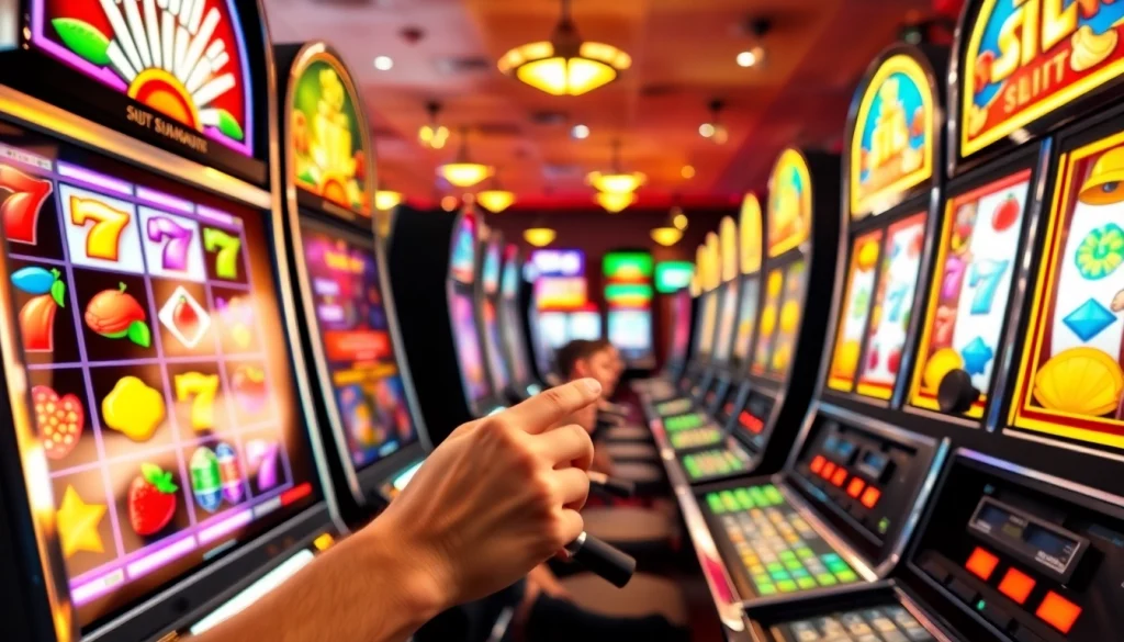 Mainkan slot online di mesin slot yang penuh warna dengan grafik menarik.