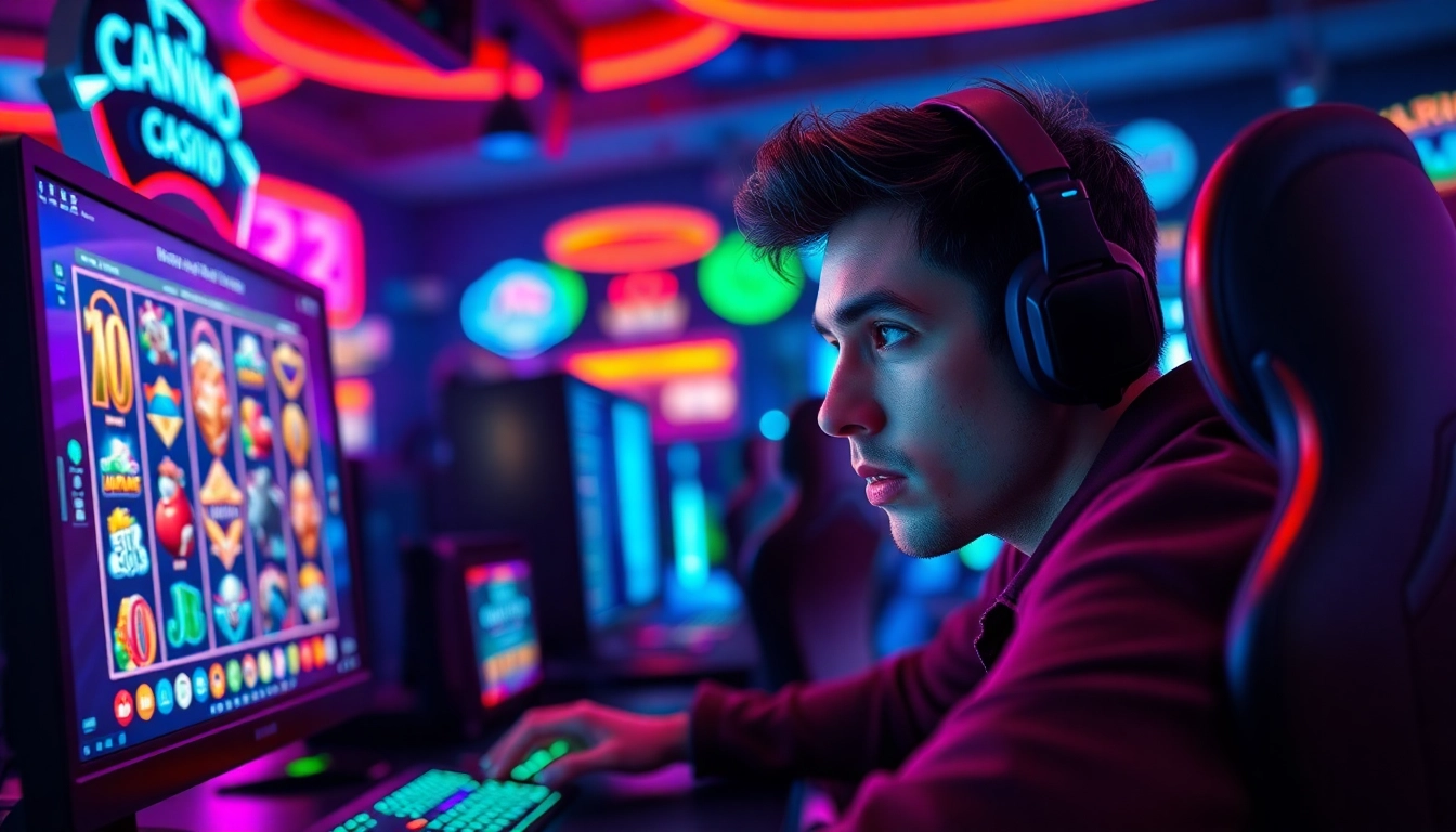 Jelajahi pengalaman mendebarkan Unogg slot game dengan pemain terfokus dan latar kasino yang cerah.