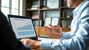 카드 현금화를 설명하는 금융 컨설턴트와 차트