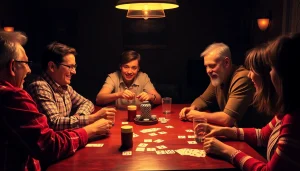 Engage in a thrilling game of Ok Rummy with friends around a table, showcasing excitement and fun.