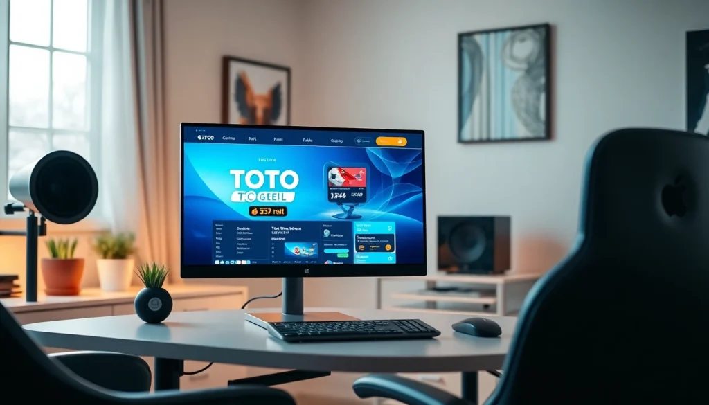Menampilkan situs toto togel resmi di perangkat modern dalam suasana kantor rumah yang nyaman.