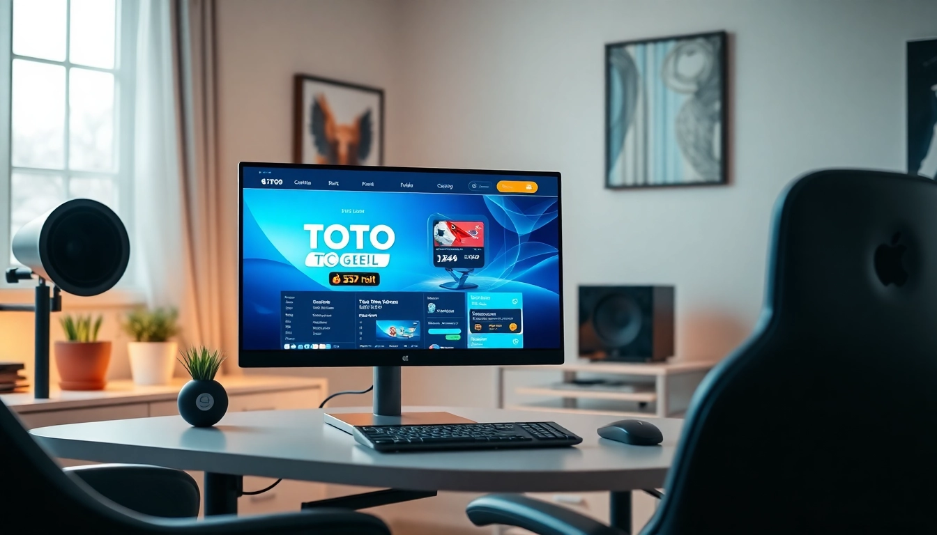 Menampilkan situs toto togel resmi di perangkat modern dalam suasana kantor rumah yang nyaman.