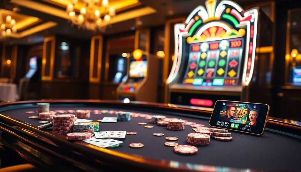 Tham gia trải nghiệm chơi đầy kịch tính tại tik 88 với bố trí casino sống động, trưng bày các lá bài và bàn roulette.