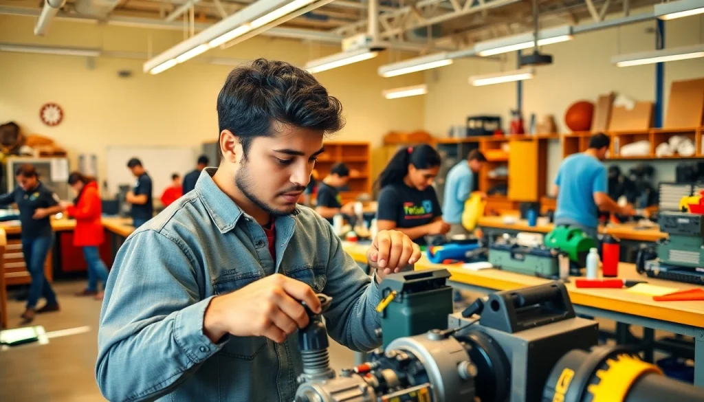 Students at a Trade School knoxville Tn engaged in hands-on learning, showcasing practical skills.