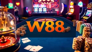 Chơi các trò casino hấp dẫn tại W88 với những quân chip poker bắt mắt và không khí sang trọng.